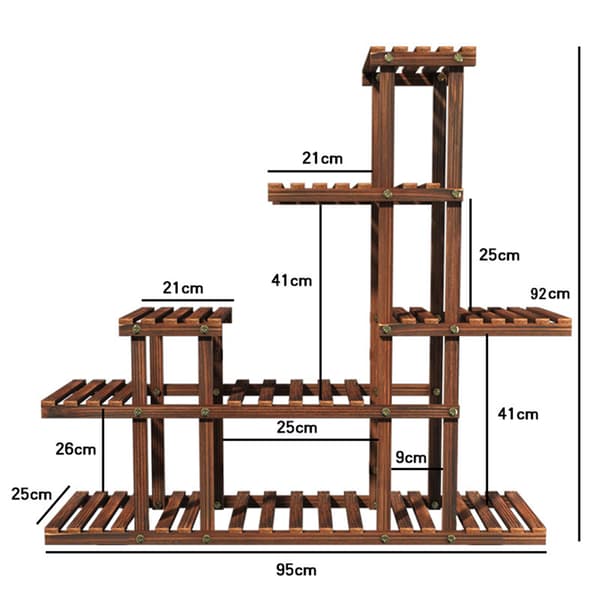 Træplante Stativ Multi-Tier Blomsterhylder Stativ til Stue Balkon Terrasse Have Basic Style