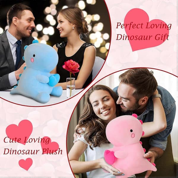 Udstoppede dinosaurer, kærlige bløde dinosaurlegetøj med hjerte til Valentinsdag, sød romantisk jubilæumsgave til hende 50cm