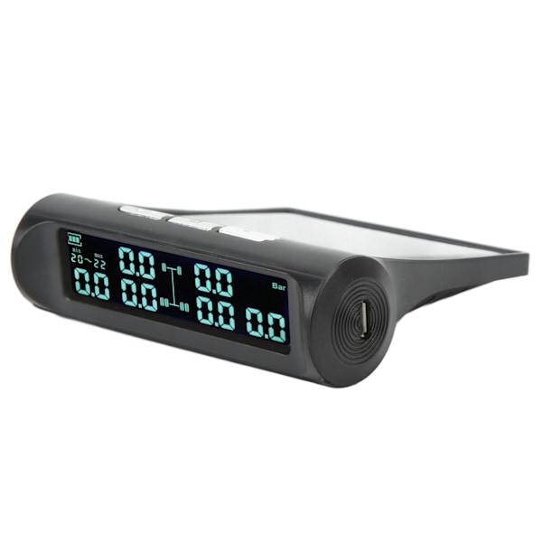 Däcktrycksövervakningssystem med 6 hjul, DC 5V, stabil signal, LCD-display, exakt larm, varningsljud, 8 bar, solcellsdriven TPMS för lastbil, husbil