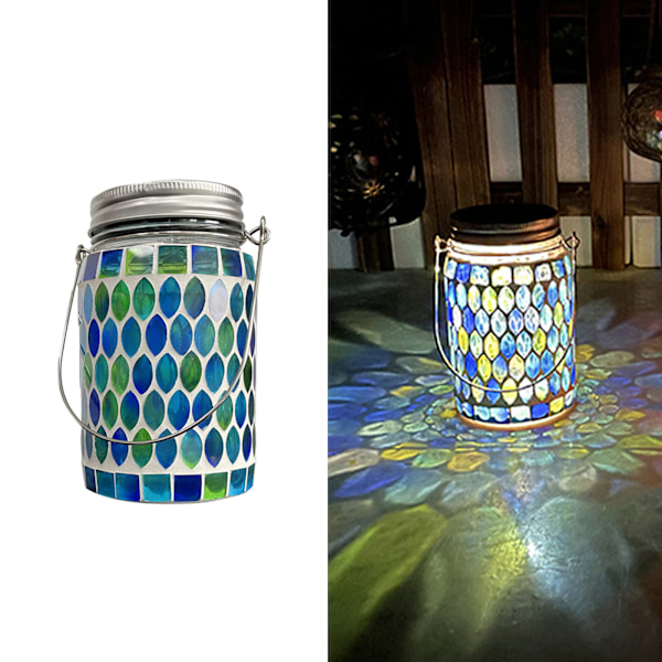 Solar Mosaic Lantern Light IP44 Vattentät Inlagd Blekningsbeständig Mosaic Glas Light