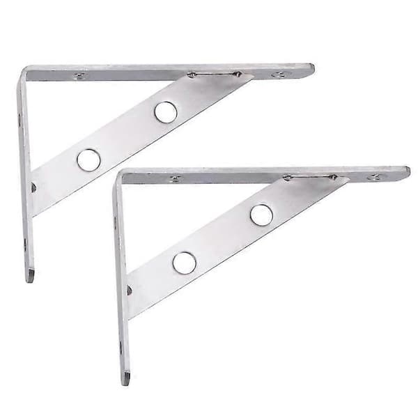 2 st slitstarka industriella vägghyllekonsoler i rostfritt stål, triangulära konsoler med 4 skruvar (3x150mm)