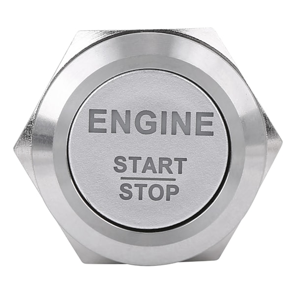 12V Hvid LED Bilmotor Start Stop Trykknapkontakt Sølv Rustfrit Stål