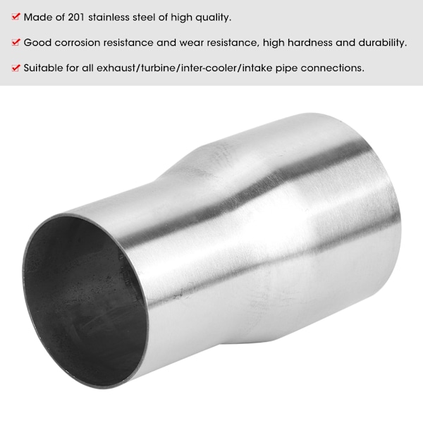 Universal rustfrit stål udstødningsrørskontakt Røradapter Reducer Modificeret del 63MM / 76MM