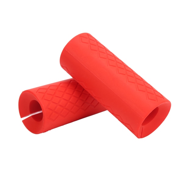 1 par hantelgrepp silikon halkfri tjock stånggrepp för hantel skivstång viktlyftning fitnessövning röd