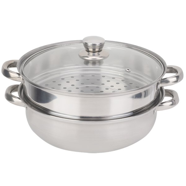 Dampkoker i rustfritt stål 27 cm/11 tommer 2-lags dampkoker med dobbel gryte suppe dampkoker
