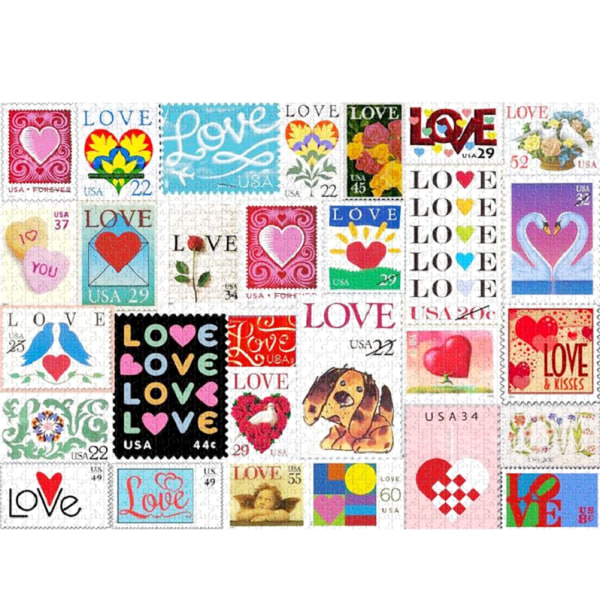 Love Stamps Jigsaw Puzzle 200 Pieces Brain Exercise Puzzle Game for Couple