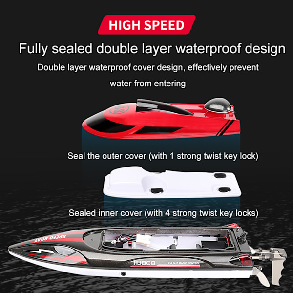 2,4G RC Racing Boat High Speed ​​Electronic Remote Control Boat för barn Vuxna