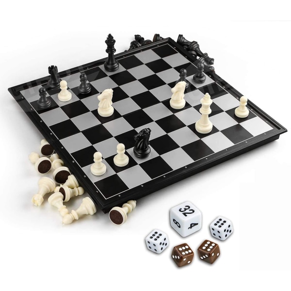 3-i-1 magnetisk sjakkspill pedagogisk spill for barn reisespill