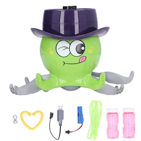 Bubble Machine Rechargeable Creativity Octopus Shape Automatic Bubble Blower for 3+ Years (Green)