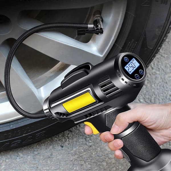 Däckpump, sladdlös bildäckpump med uppladdningsbart litiumjonbatteri, biladapter
