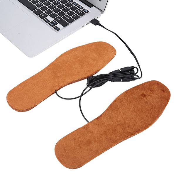 1 par USB-opvarmede indlægssåler til fødder Varme Holdende puder Brune (herrer)