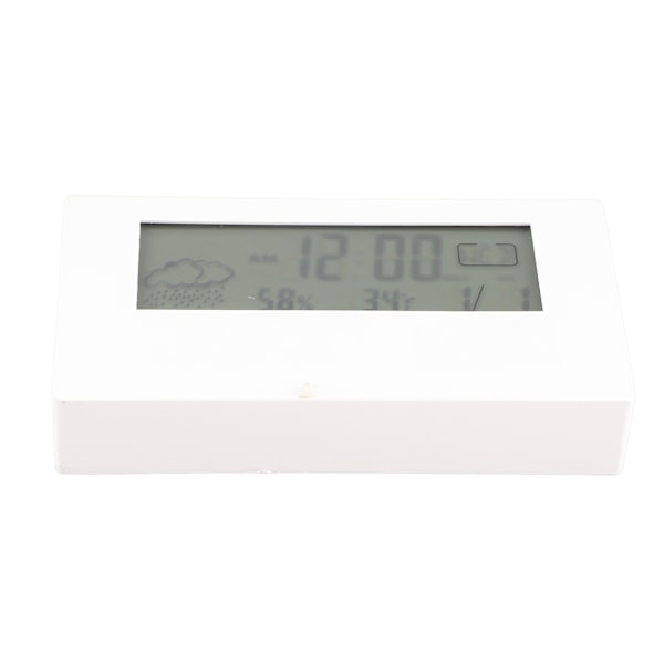 LCD Digital Väckarklocka Klar Display Enkel Design Digital Termometer Hygrometer för Hem Sovrum Skola Kontor 2158L Vit med ljus