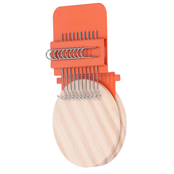 10 kroker Mini vevstol Hjemmelaget liten vevstol med 6,5 cm treplate for håndverk DIY veving oransje
