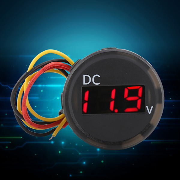 DC 0-100V Digitalt Voltmeter LED Panel Display for Bil Motorsykkel Vanntett