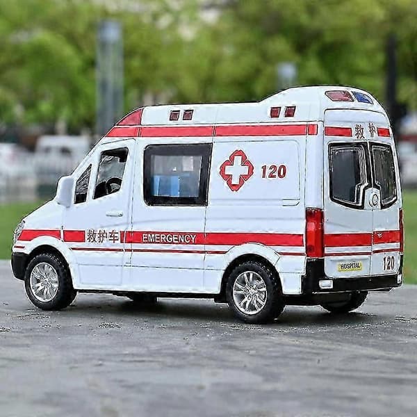 1:32 Simulering Ambulance Model Alloy Pull Back Lyd og Lys Trykstøbt Bil Legetøjspoliti Specialbil Børnelegetøj Gave