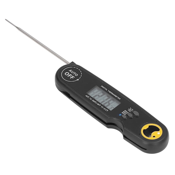 Kjøttsonde Mattermometer Foldbar Vanntett Elektrisk Rask Temperaturmåling for Grillmatlaging Svart