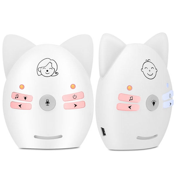 Digital Audio Baby Monitor Bærbar Trådløs To-vejs Spædbarnsmonitor med Natlys (EU Stik Audio Monitor)