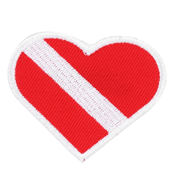 Hjärtformad Scuba Diving Brodery Patch Dyk Badge Väst Väska Cap Patches