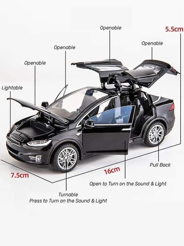 1/32 Tesla Model X 90d SUV Legetøjsbilmodel Trykstøbt Legering Miniatyr Lyd & Lys Træk Tilbage 1:32 Samling Gave Til Dreng Børn TESLA MODEL X[LD] TESLA MODEL X White