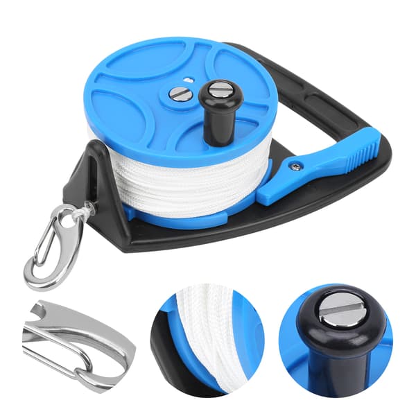 Diving Reel MultiPurpose Portable Diving Equipment with Handle Buckle Combination 289FT (Blue)
