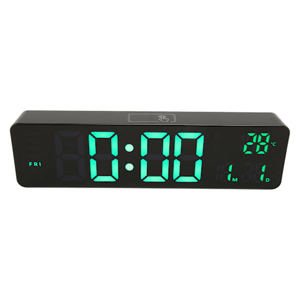 Digital väckarklocka 10in 12/24H Temperaturdisplay Batteridriven Tyst grön bakgrundsbelyst LED-klocka för kontor i sovrummet