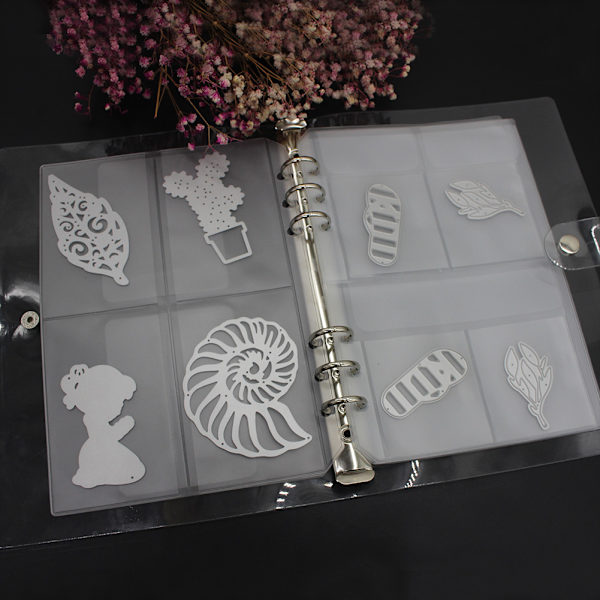 10 sidor DIY Scrapbooking Stencil Cutting Dies Förvaring Bokmall Böcker Tre rutnät