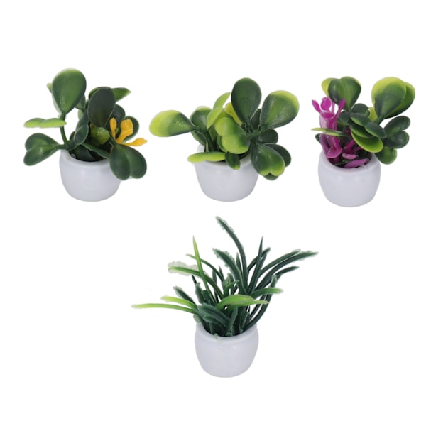4 stk Dukkehust planter Miniatyr kunstig blomst Tiny Bonsai for 1:12 Dukkehust Hagedekorasjon