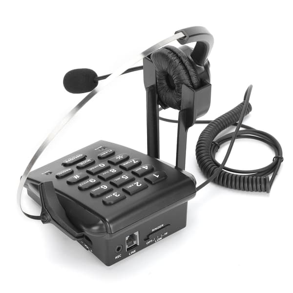 Ledningstelefon med headset - kontor og hjemmebruk