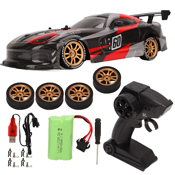 1/16 Nopeus RC-auto Nelivetoinen 2.4GHz Drifting RC-auto Yli 8-vuotiaille Ulkokäyttöön Musta ja Punainen