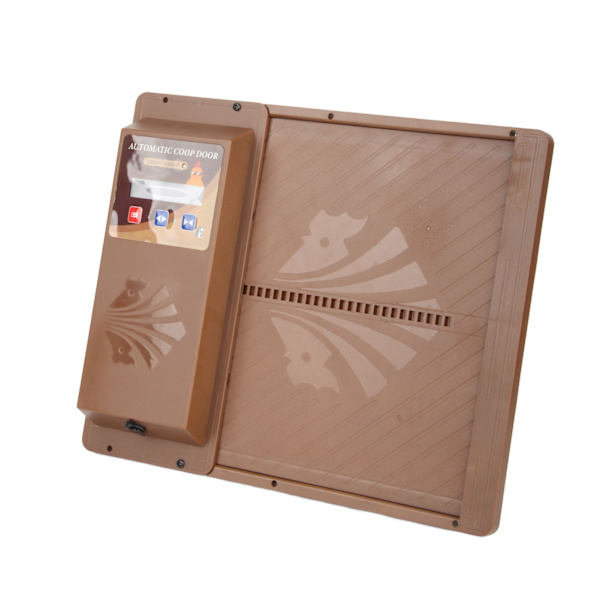 Solar Powered Automatic Chicken Coop Door USB Horizontal Open 3 in 1 Automatic Chicken Coop Door Opener with Timer Light Sensor Remote Control Brown