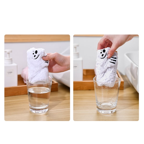 Cute Towels Little Bear Pattern Thickened Absorbent Quick-Drying Hanging Towels for Kitchen Bathroom