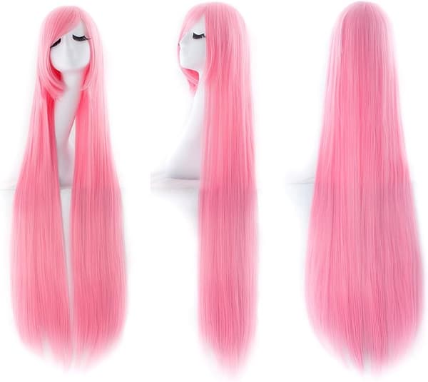 100 cm/39 tommer Mellemlang Lige Anime Paryk til Kvinder color 4