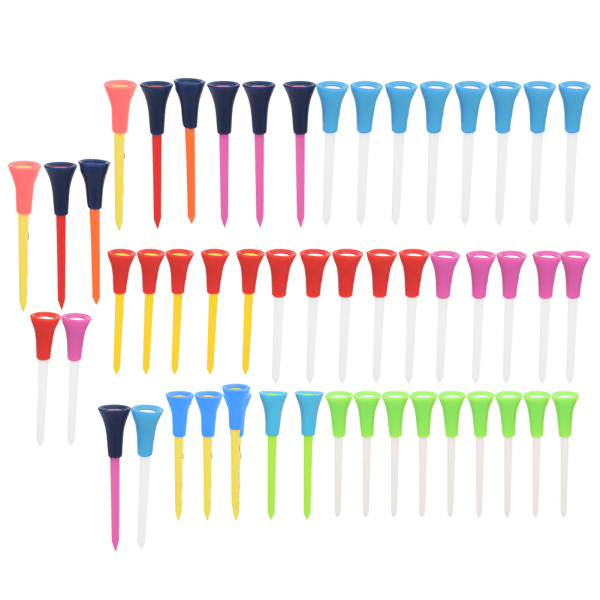 50PCS 83mm Colourful Soft Silicone Durable Plastic Double Layer Environmental Protection Non Toxic Golf Tee