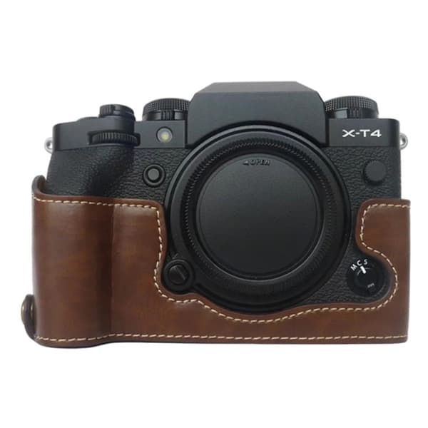 Fujifilm XT4 halvkropsbeskyttelse i læder Kaffe Brun brown