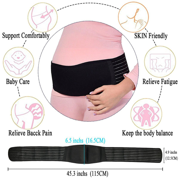 Graviditetsstödbälte, Magbälte Graviditetsbälte, Magband, stöder midja, rygg och mage Black L