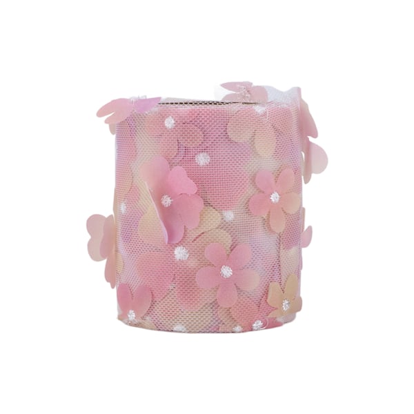 Tyl Rulle Farverig Gradient Blomst Sløjfe Knude Mesh Stof Rulle DIY Materiale Webbing Rød
