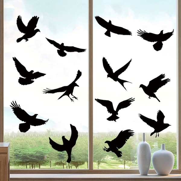 Set med 9 ark Anti-kollisionsfönster klamrar sig fast fågelformad fönsterdekal Alert Fågelfönsterdekaler för att förhindra människor och fågelangrepp på fönstret