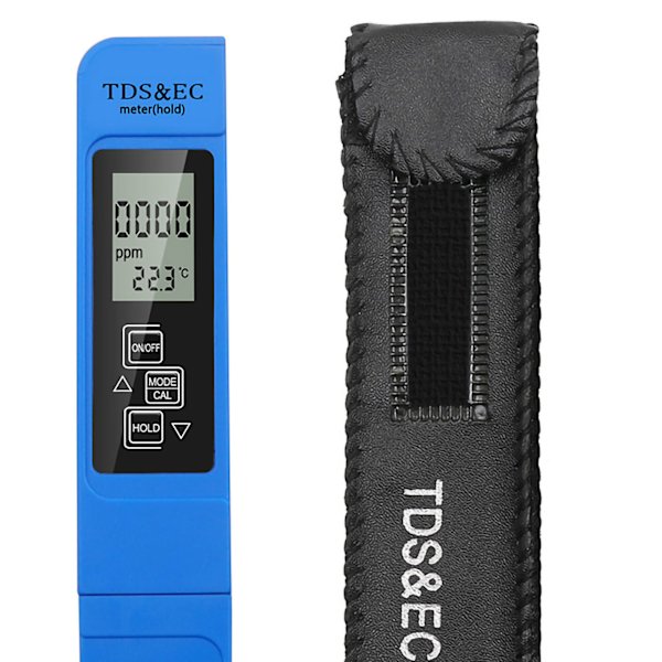 TDS EC Meter Bärbar Kompakt LCD-skärm 3 i 1 TDS EC Temperatur Vattenkvalitet Test Penna för Aquarium Swimming Pool Blå