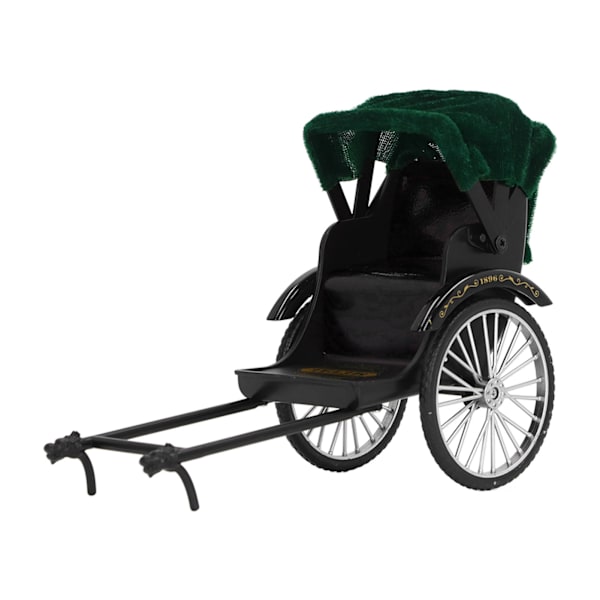 Simuloitu Rickshaw-malli Leikkikalu Metalli Hienovaraiset yksityiskohdat Upea käsityö Jinrikisha-koriste sisustukseen Musta