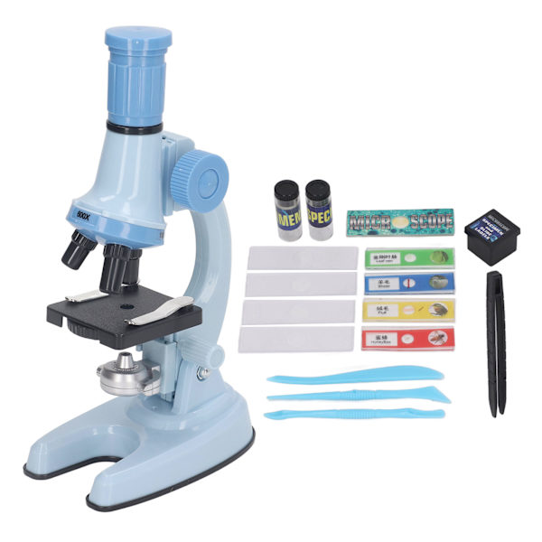 Barnmikroskopset Klar bildkälla Science Educational Magnifier Toy with LED Light Blue