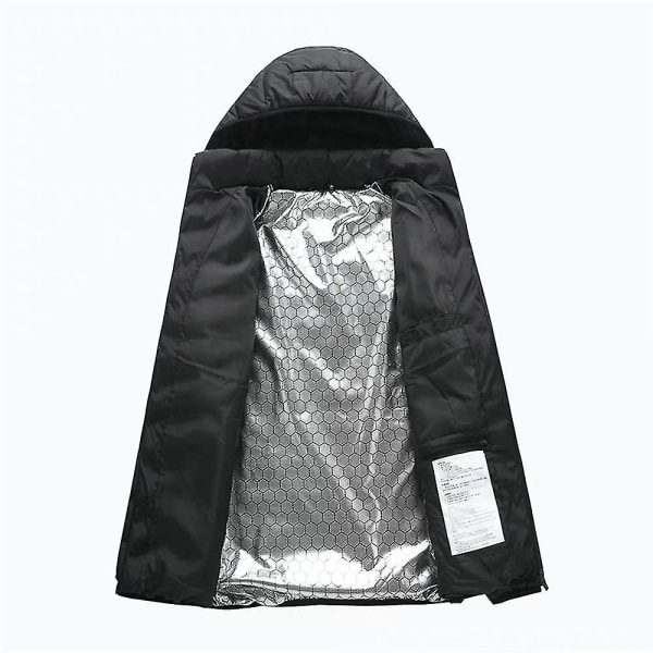 Unisex Elektrisk Usb Opvarmet Jakke Vinter Warm Heat Pad Klæd Body Warmer Coat Outwear black 4XL