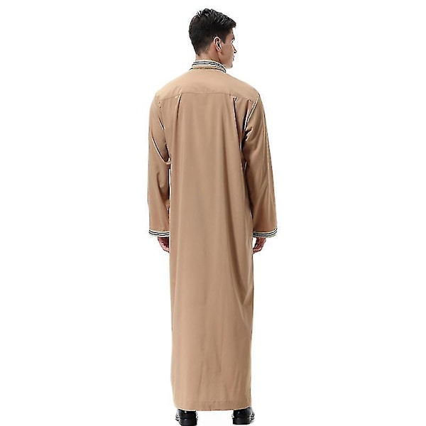 Islamisk herr lång kappa Saudi Dubai Thobe Kaftan kamel färg