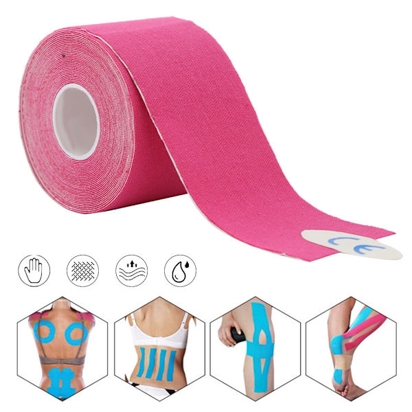 5cm*5m Puuvillainen Venytysvamma Lihasnauha Teippi Elastinen Liimaava Urheiluteippi Vaaleanpunainen