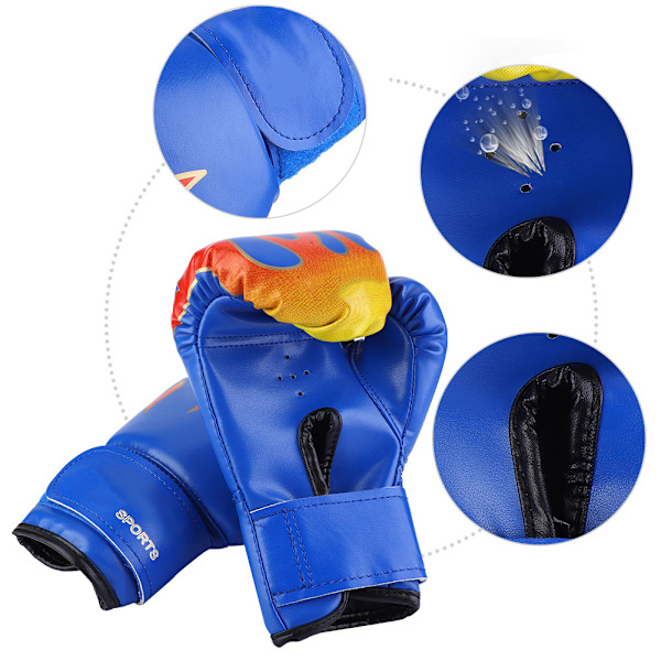 Børneboksning Slåss Muay Thai Sparring Punching Kickboxing Grappling Sandsæk Handsker Blå