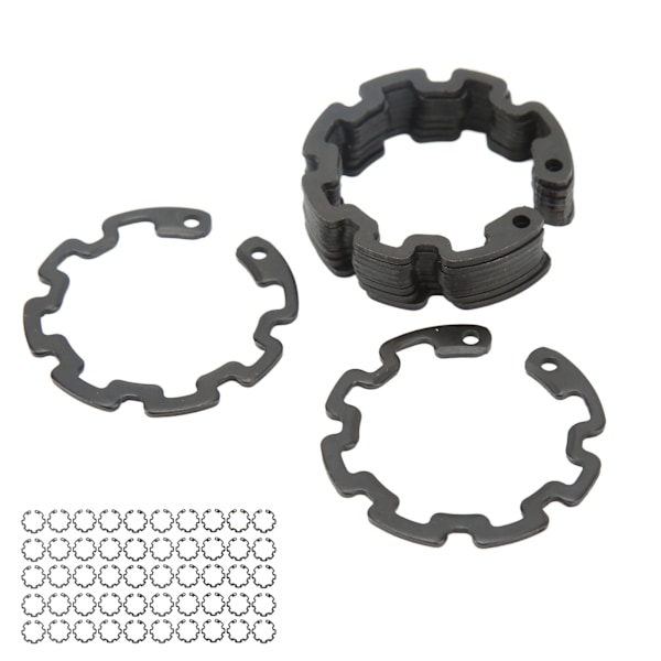 50 stk. 1,3 mm AC-kompressor-koblings-snap-ring Sort jern Præcis pasform til 10S AC-kompressor-koblingsaksel