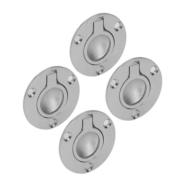 4pcs M5 Flush Ring Pull, Round, Durable Stainless Steel, Marine Deck, Boat, Recessed Handle, Round Deck