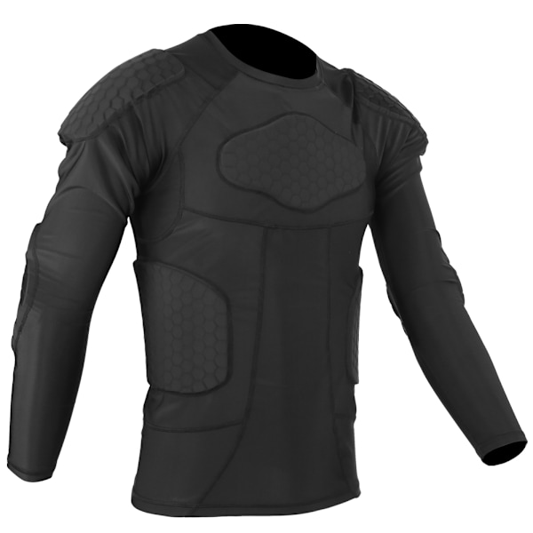Tykke anti-kollision brystbeskyttelse Langærmet sportsdragt tights til fodbold Basketball skiløbstræning Beskyttelsesudstyr Sort (XL(anbefaler 75-85 kg))