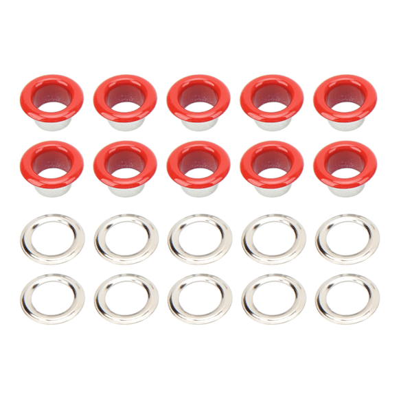 500 Sæt Grommet Kit 8mm Rund Kobber Nem Installation Livlig Farve Øjesæt til Reparation Dekoration DIY Rød