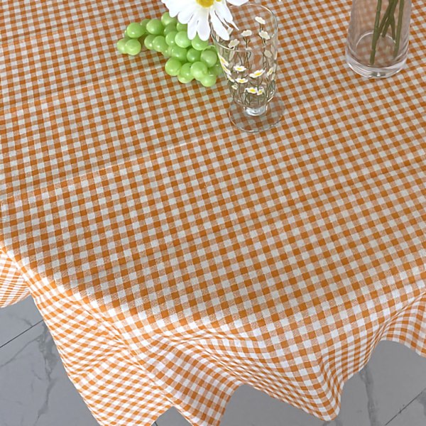 Skrivbordsduk Rutad Bordsöverdrag Linne Bomull Bakgrund Dammtät heminredning för kontorshem Orange 100x150cm / 39,4x59,1in