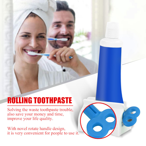Rolling Tube Tandkräm Squeezer Tandkrämer Dispenserhållare för badrum (blå)